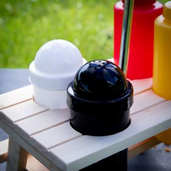 Küchenprofi Picnic Table with Umbrella Condiment Set Includes Ketchup, Mustard, Salt and Pepper, 7.08" x 4.72" x 9.44", Multicolored - Picnic Table Ketchup and Mustard Holder - Picnic Set