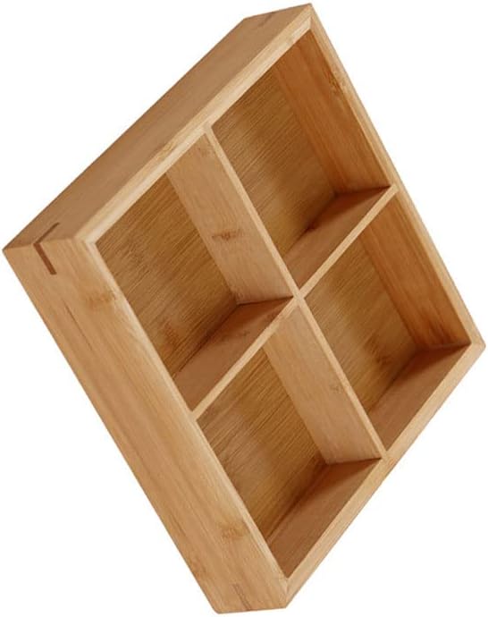 Divided Wooden Tray Multi Compartments Serving Tray for Hot Pot Sushi Restaurants Wood Platter for Food Presentation and Organization (4 Compartments)