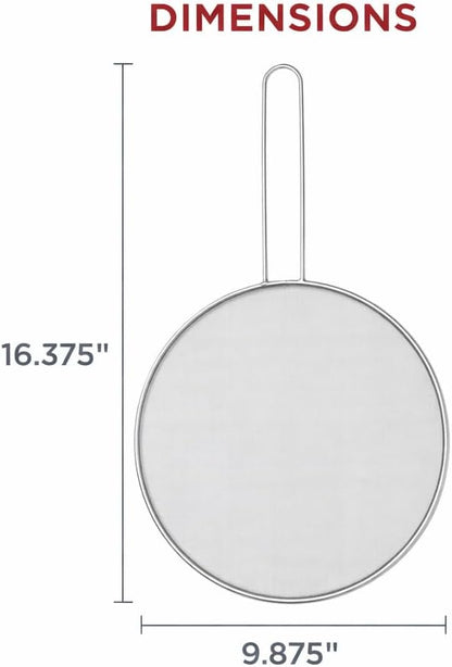 HIC Kitchen Splatter Screen, 18/8 Stainless Steel with Fine Mesh, 9-Inch, Fits Up To 8.5-Inch Pans
