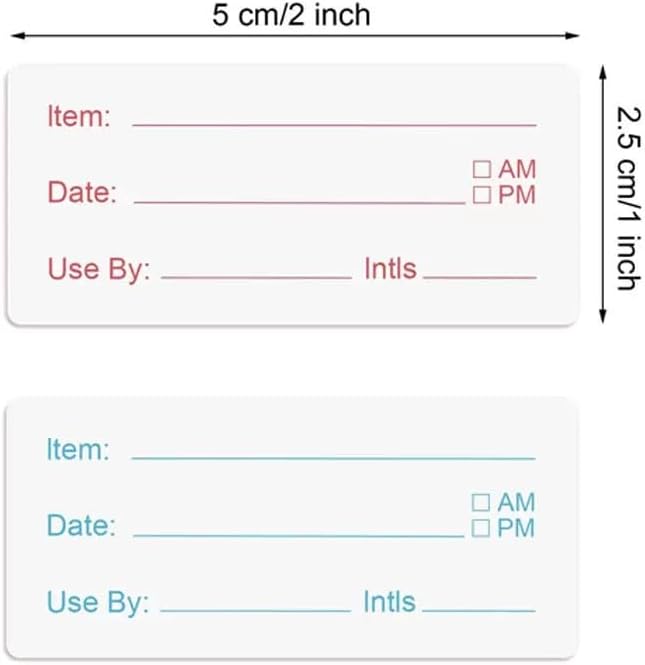 Food Storage Labels, 1 x 2 Inch, 1000 Pieces Removable Freezer Stickers, 2 Rolls