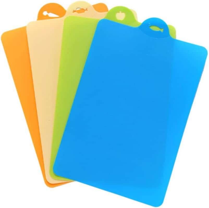 PRETYZOOM 4pcs Flexible Non-slip Chopping Board Kitchen Cutting Mats with Textured Grip for Safe Food Prep of Fruits Vegetables Meat and Fish
