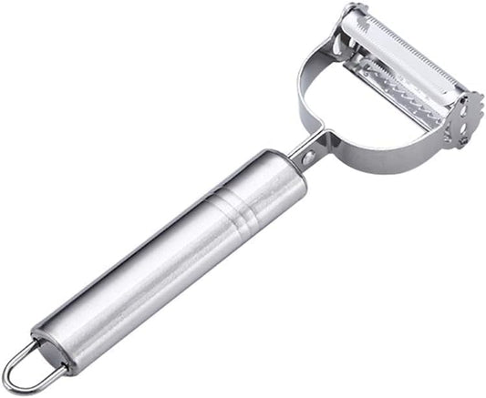 Vegetable Peeler- Fruit Peeler, Potato Peelers for kitchen- Apple Peeler Ultra Sharp, Julienne Slicer+Serrated Peeler 2-Blades Multi-function Carrot Potatoe Cucumber Y Slicer. Gift Box (SILVER)