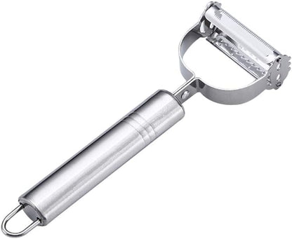 Vegetable Peeler- Fruit Peeler, Potato Peelers for kitchen- Apple Peeler Ultra Sharp, Julienne Slicer+Serrated Peeler 2-Blades Multi-function Carrot Potatoe Cucumber Y Slicer. Gift Box (SILVER)