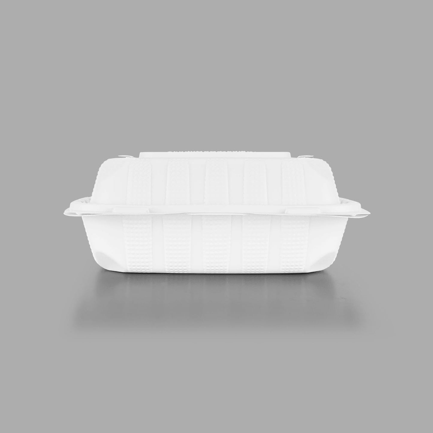 KARAT EARTH Clamshell Take Out Food Containers [8"x8" - 200 ct] To Go Containers | 3 Compartment, Soak-Resistant, Durable, Stackable | Vented for Hot/Cold Foods, White