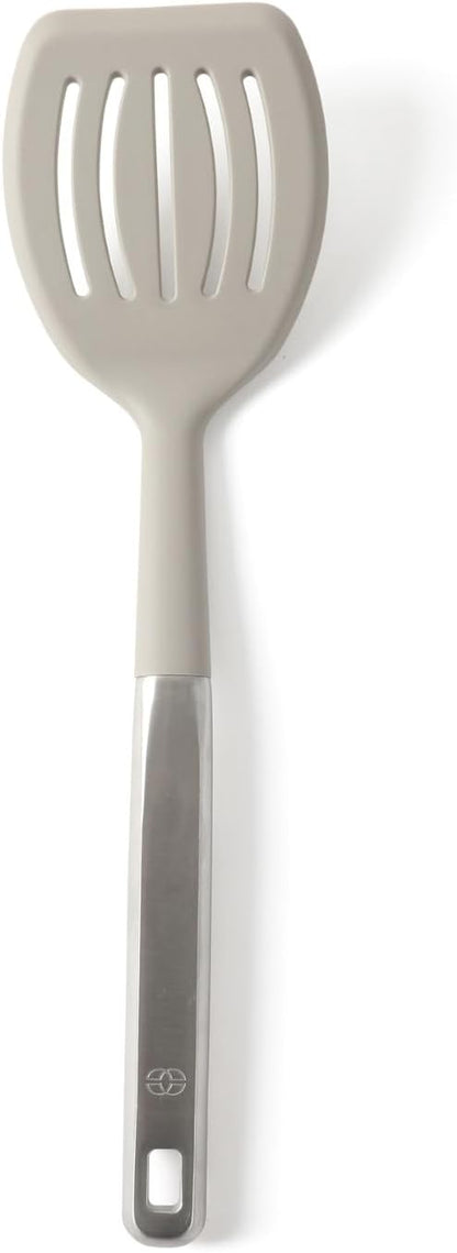 Calphalon Slotted Turner, Kitchen Flipping Spatula, Slotted Spatula, Stainless Steel Turner with Silicone Heat Resistance Handle, Nonstick-Safe Spatula for Draining and Flipping (Navy)