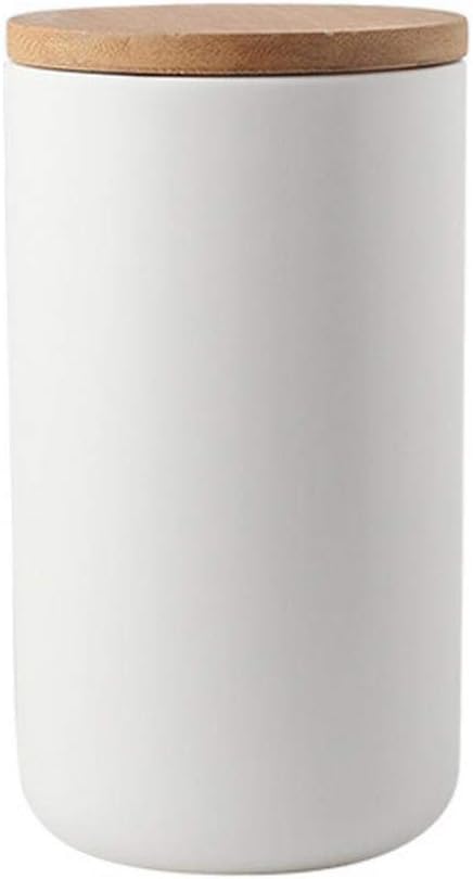 MilkyWay Ceramic Food Storage Jar Canister Modern Design Food Canisters with Airtight Seal Bamboo Lid, Loose Tea Coffee Spice Nuts Snacks Storage Jar Canister (White 8.79oz/260ml)