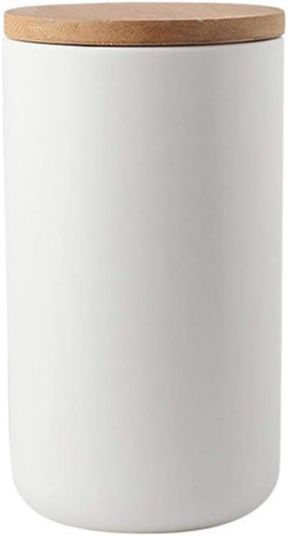 MilkyWay Ceramic Food Storage Jar Canister Modern Design Food Canisters with Airtight Seal Bamboo Lid, Loose Tea Coffee Spice Nuts Snacks Storage Jar Canister (White 8.79oz/260ml)