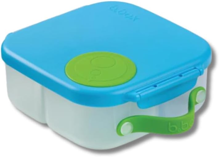 b.box Mini Lunch Box 2-Pack, Leak Proof Bento Box for Kids, 3 Compartment Snack Containers Ages 3+, Lunchbox for Daycare + School, Dishwasher Safe, BPA-Free, PFAS-Free, 4.25 Cup - Blue + Green