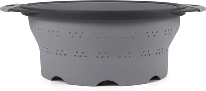 Dexas 10" Collapsible Silicone Colander in Cream, Kitchen Strainer with Handles, 15.1 Cup Capacity | BPA-Free, Heat-Resistant, Space-Saving Kitchen Tool