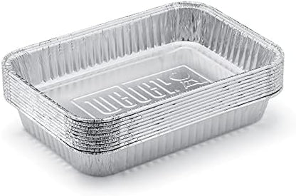 Weber Aluminum Drip Pans 10‑Pack – Disposable Foil Pans for Indirect Cooking, Catching Drippings, Ideal for Roasts, Turkeys & Gravy Drippings - Compatible with Weber Gas Grills - Grill Accessory