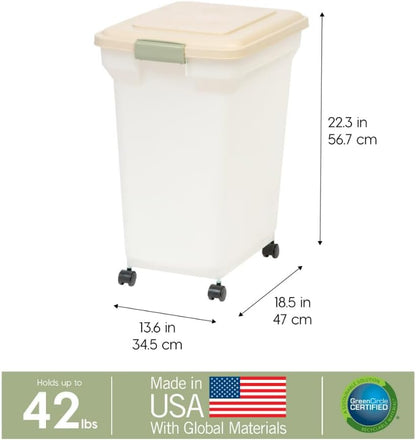 IRIS USA Dog Food Storage Container 58 Lb, Airtight Large Pet Food Storage Bin with Wheels, for Dog Cat Bird Chicken Food, Holds Up to 58 lbs, Keep Fresh, BPA Free, Made in USA, Black