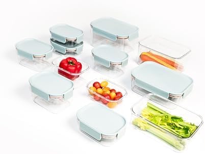 LocknLock LBF404RS5N Bisfree Modular Plus Food Storage Containers for Lunch, Meal Prep, Stackable, BPA-Free, Leakproof, Microwave, Dishwasher, Freezer-Safe, 10 Pieces, 5 Boxes and 5 Lids, Navy, 910ml