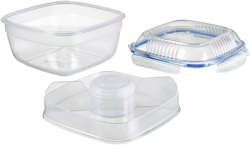 LOCK & LOCK Easy Essentials On The Go Meal Prep Lunch Box, Airtight Containers with Lid, BPA Free, Square (4 Section) -29 oz, Clear