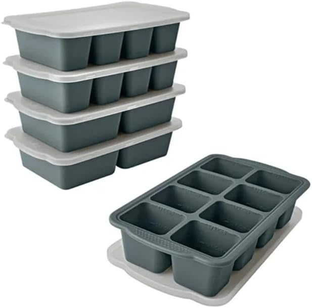 MIU Silicone Freezer Trays with Lids, 5-Pack – Flexible BPA-Free Silicone Freezing Molds for Meal Prep, Baby Food, Sauce & Herb Storage, Stackable Freezer Containers