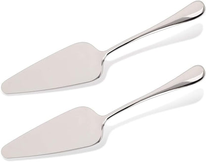 KSENDALO 2 Pack Small Cake Pie Server for Wedding, Birthday, Party, Silver