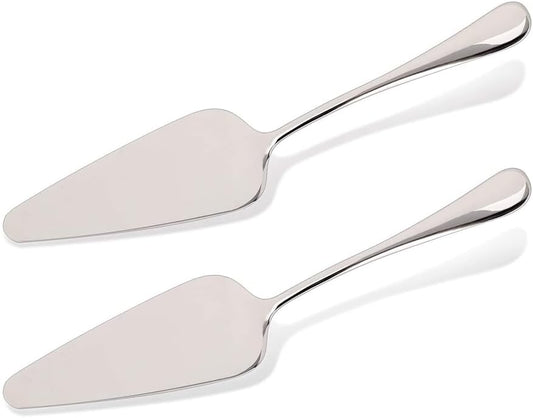 KSENDALO 2 Pack Small Cake Pie Server for Wedding, Birthday, Party, Silver