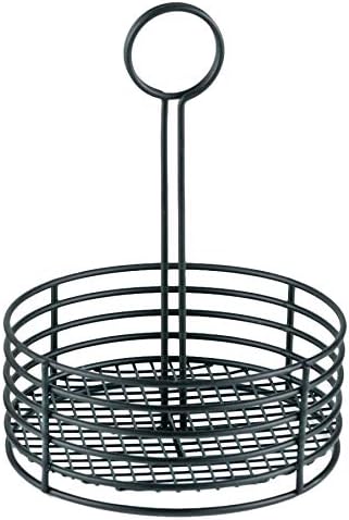 G.E.T. 4-31860 Black Round Stainless Steel Condiment Caddy Iron Teflon Coated Table Caddies Collection