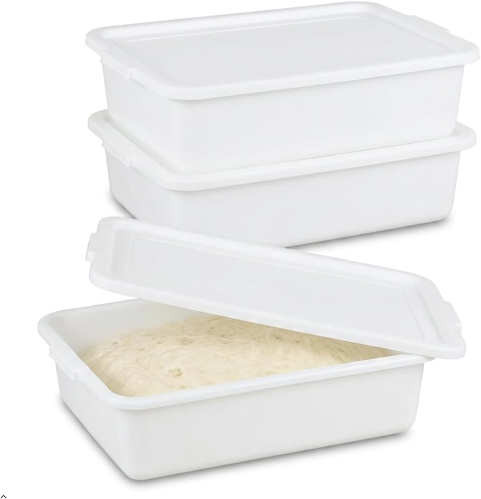 3-Pack 13 L Pizza Dough Proofing Box with Lid, White