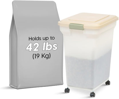 IRIS USA Dog Food Storage Container 58 Lb, Airtight Large Pet Food Storage Bin with Wheels, for Dog Cat Bird Chicken Food, Holds Up to 58 lbs, Keep Fresh, BPA Free, Made in USA, Black