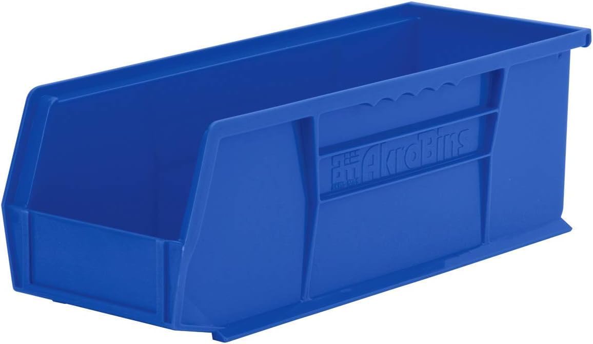 Akro-Mils 30234 AkroBins Plastic Storage Bins, Space-Saving Stackable Bins for Garage, Pantry, Craft Organization, 15" x 5" x 5", Clear, 12-Pack