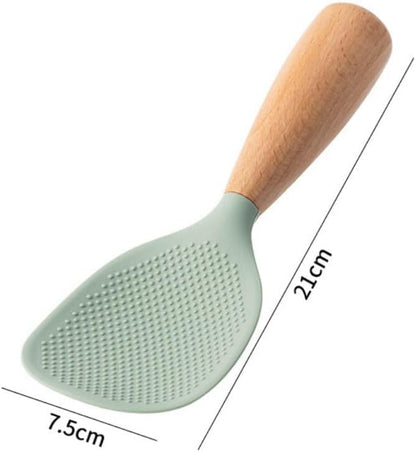 1Pc Beige Standing Silicone Rice Spoon Paddle, Rice and Potato Servers,Household Rice Shovel Heat Resistant Anti-scalding Rice Scooper, Serving Flatware Spoons