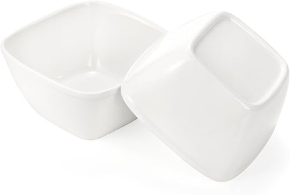 ZENFUN 10 oz Square Bowl Chip & Dip Serving Set, Pocelain Ramekin Bowls with Metal Rack Stand, White Small Serving Dishes, Condiment Serving Tray for Entertaining, Party, Buffets, Christmas