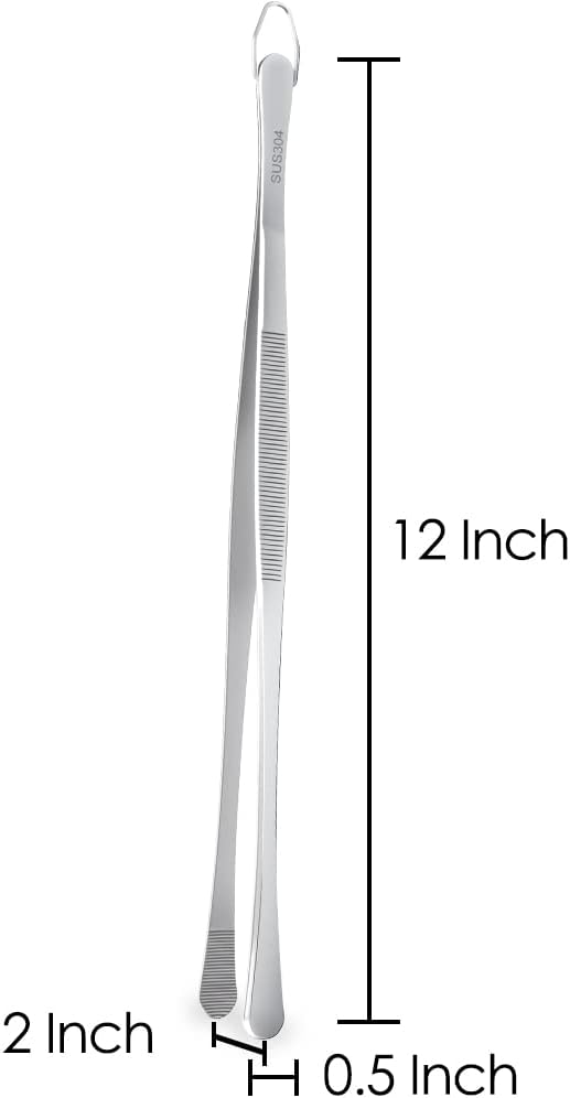 Gutsdoor 8 Inch Plating Tweezers Stainless Steel Precision Culinary Tweezer Silver Kitchen Straight Tweezers Tongs