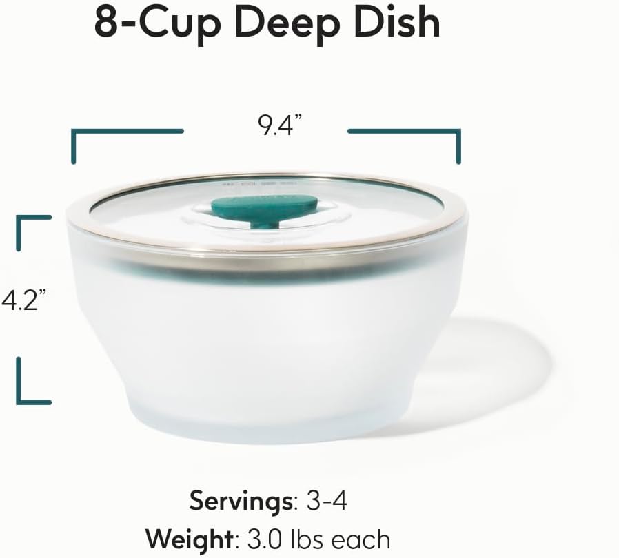 Anyday 8-Cup Microwave Cookware Glass Container with Lid (Kale)