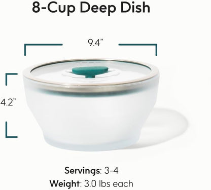 Anyday 8-Cup Microwave Cookware Glass Container with Lid (Kale)