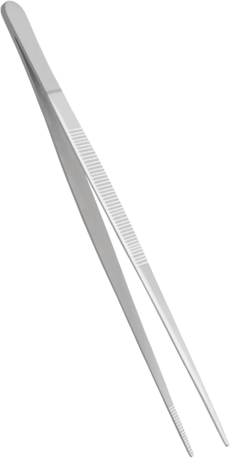 Plating Tweezers 6.3-Inch Culinary Kitchen Tweezer Tongs, Stainless Steel Chef Tweezers