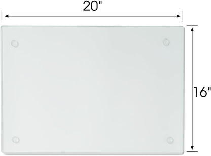 JAMBALAY Tempered Glass Cutting Boards for Kitchen, 16"x12" Clear Glass Cutting Board Set, 2Pcs Chopping Board with Rubber Non Slip Feet, Heat Resistant, Shatter Resistant, Dishwasher Safe