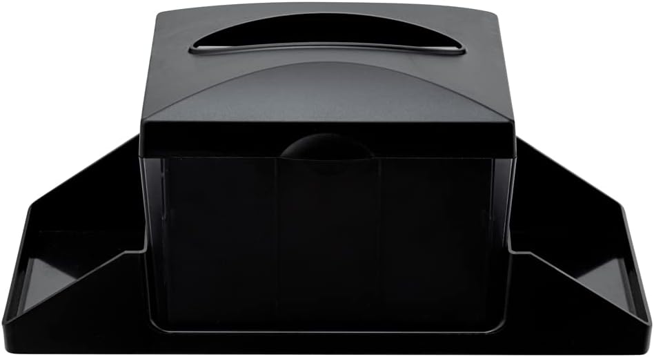Restaurantware Bar Lux 7.9 Inch x 5.5 Inch Napkin Holder 1 3-Compartment Condiment Caddy - Rectangle Tabletop Black Plastic Napkin Caddy Refillable Easy Access