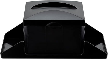 Restaurantware Bar Lux 7.9 Inch x 5.5 Inch Napkin Holder 1 3-Compartment Condiment Caddy - Rectangle Tabletop Black Plastic Napkin Caddy Refillable Easy Access