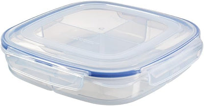 LOCK & LOCK Easy Essentials On The Go Meal Prep Lunch Box, Airtight Containers with Lid, BPA Free, Square (4 Section) -29 oz, Clear
