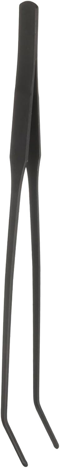 HARFINGTON Stainless Steel Tweezers 4.9 Inch Precision Tweezers with Curved Serrated Tip Multi-Purpose Kitchen Tongs for Cooking Gardening Repairing Craft, Black