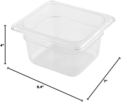 Restaurantware-2.5 Inch Deep Food Pans, 1 1/6 Size Commercial Food Storage Container - Freezable, Break-Resistant, Clear Plastic Cold Pans, Dishwashable, For Kitchens, Restaurants, Or Cafeterias