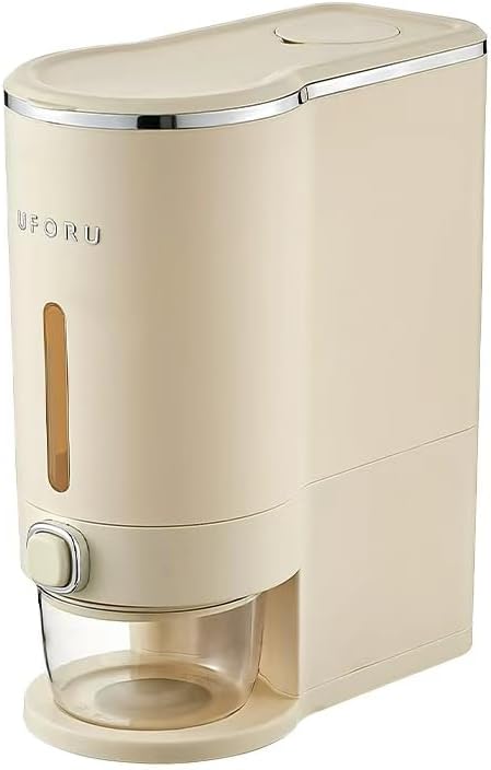 Rice Bucket With Measuring Cup,Kitchen Grain Storage Dispenser,Pantry & Home Dry Goods Container (22-Pound)