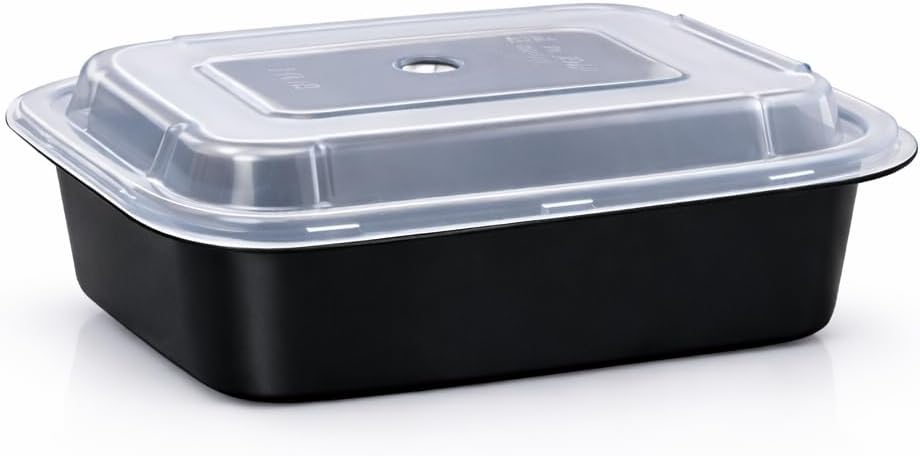 4U'LIFE 28 oz [Pack of 12] 2-Compartment Meal Prep Containers, Bento Boxes With Clear Lids