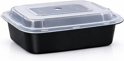 4U'LIFE 28 oz [Pack of 12] 2-Compartment Meal Prep Containers, Bento Boxes With Clear Lids