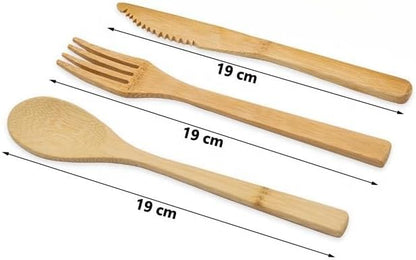 Eco-Friendly Travel Utensils Set: Lightweight Bamboo Forks, Spoons, Knives in Wooden Case, Reusable Utensils for Lunch Box, Kids Camping Cutlery, Sustainable Portable Flatware