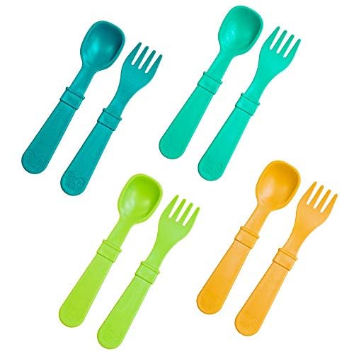 Re-Play Toddler Forks and Spoons Set - 4x4 Utensils Set for Kids - Dishwasher and Microwave Safe - Made in USA - Set of 8-5.8" x 1.2" x 0.2" - Princess