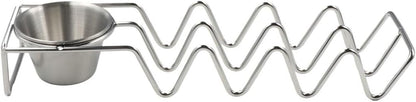 Taco Holders Set of 2, Stainless Steel Taco Shell Holder Stand Holds 4 Tacos Each, Taco Bar Serving Dishes with Sauce Bowl, Stackable Taco Tray Plates for Most Plates & Air Fryers