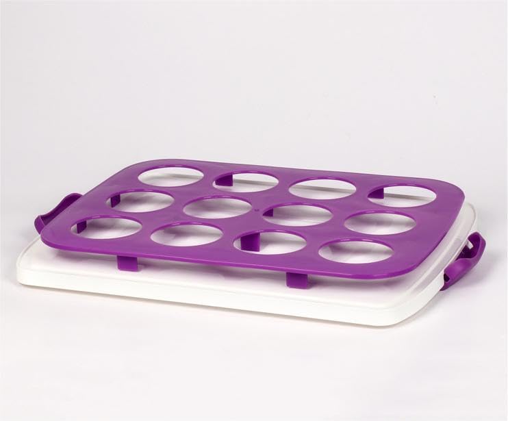 2in1 Cupcake Carrier and Cake Keeper with Lid, Rectangle Pie Carrier,Large Portable Storage Container for Storing 12 Cupcakes or 1 Large Cake (Blue)