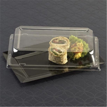 Zappy 10 13" x 8.5" Rectangle Serving Trays with Lids - Plastic Containers with Lids - White Rectangular Trays
