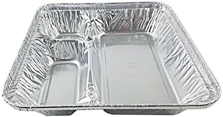Handi-Foil Large Aluminum 3-Compartment Oblong Tv Dinner Tray Pan w/Lid 25/Pk (pack of 25)