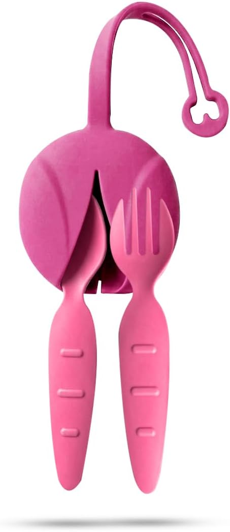 Kids Utensils for Lunch Box with Silicone Case, BPA-Free Spoon and Fork Set for Toddlers, Portable Travel Utensils for School, Daycare & On-the-Go, Dishwasher Safe - Blue