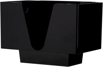 Restaurantware Bar Lux 7.9 Inch x 5.5 Inch Napkin Holder 1 3-Compartment Condiment Caddy - Rectangle Tabletop Black Plastic Napkin Caddy Refillable Easy Access