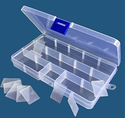 Yansanido 4 Pcs 15 Grids Clear 6.85 Inch X 3.85 Inch Adjustable Small Removable Clear Plastic Jewelry Organizer Divider Storage Box Jewelry Earring Tool Containers