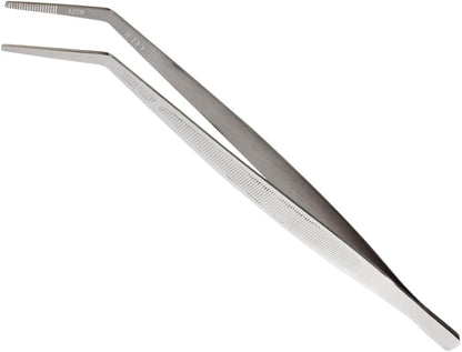 Mercer Culinary 18-8 Stainless Steel Chef Plating Tongs, Offset Tip, 6-1/2 Inch