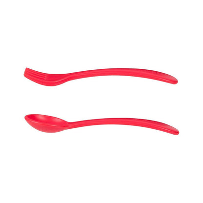 Lollaland 5 Piece Plastic Toddler Silverware Spoon and Fork Utensil Set - Reusable Toddler Cutlery With Hygienic Travel Pouch (Pink)